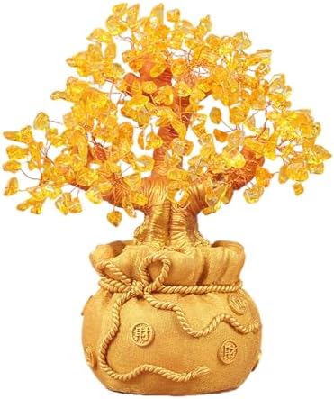 Yellow Crystal Wealth Tree Feng Shui Statue - Large Size