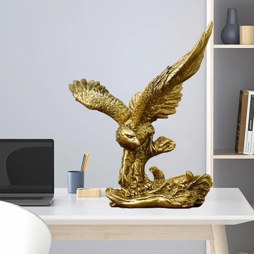 Golden Resin Flying Eagle Statue for Home Office Decor