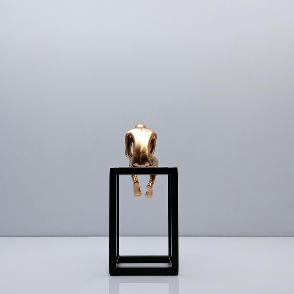 Thinker Figurine Magnetic Metal Plate Black Gold 38cm