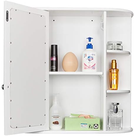 Volowoo Wall Mounted Mirror Cabinet with 3-Tier Storage