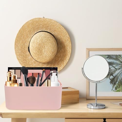Pink Plastic Shower Caddy with 5 Grids and Handle