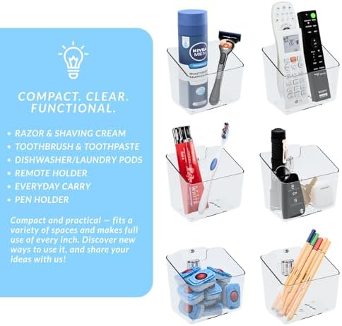 COLINCH Torso Razor Toothbrush Wall Holder Adhesive PET Caddy with Drainage