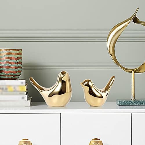 Nudsfuii Gold Ceramic Bird Ornament Sculpture