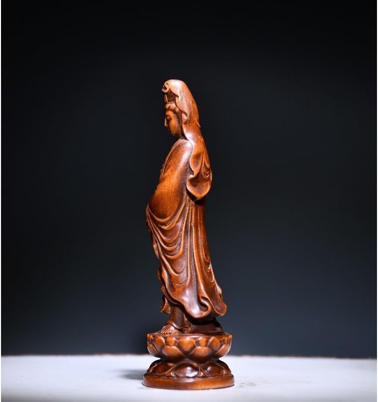 LimpaC Handmade Boxwood Guanyin Statue