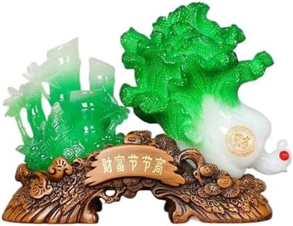 Chinese Feng Shui Wealth Prosperity Statue - Resin Jade Backet and Golden Toad