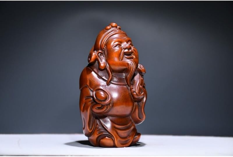 LimpaC Handmade Boxwood Wealth God Statues Decorative Home Decor