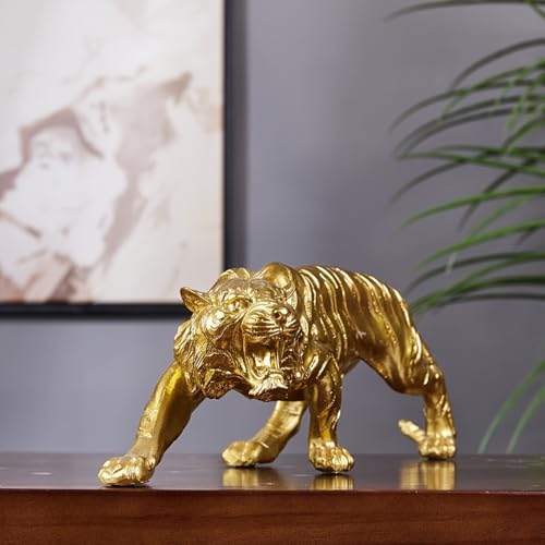 Premium Resin Golden Tiger Statue for Home Decor