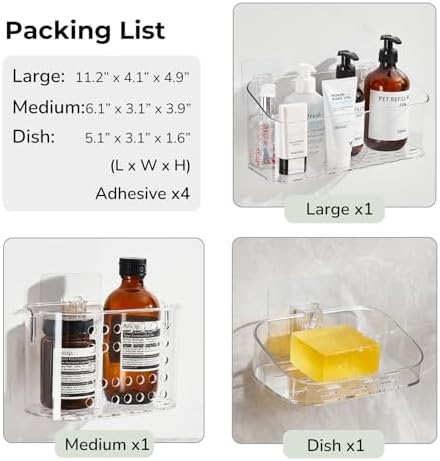 DEEIF Adhesive Suction Cup Shower Caddy 3 Pack