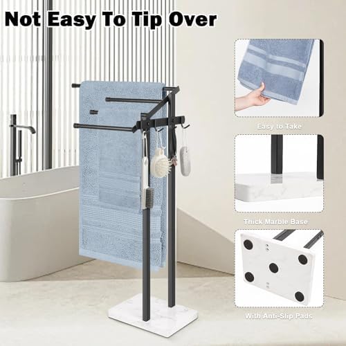 HarJue 36 H Towel Rack with Marble Base and Hooks