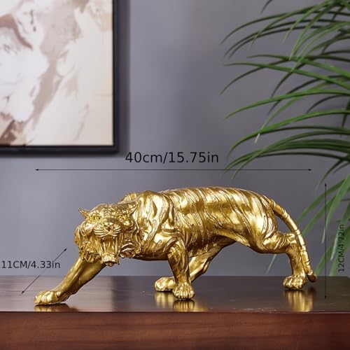 Premium Resin Golden Tiger Statue for Home Decor