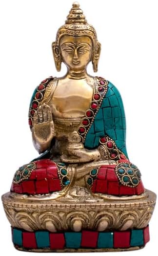 Statuestudio Brass Small Sitting Buddha Statue with Gold Finish