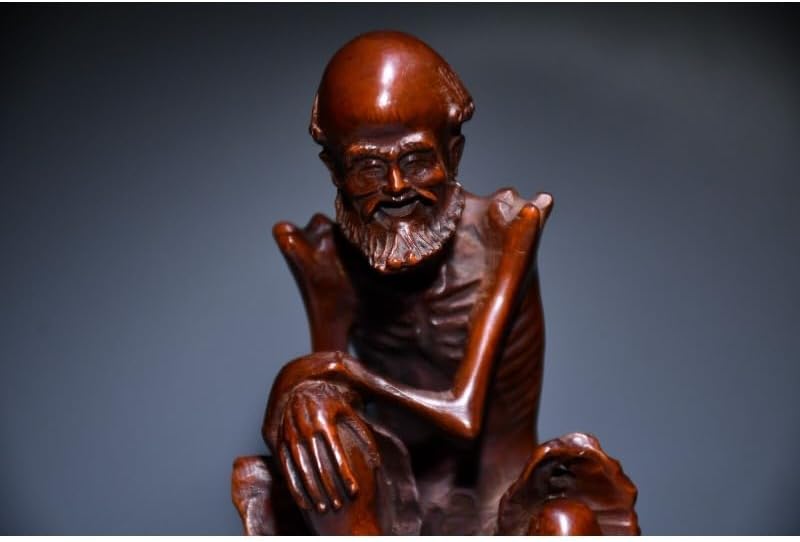 Handmade Boxwood Dharma Statue for Home Decor