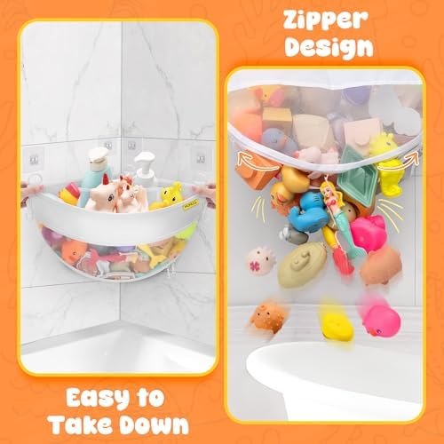 MUMUQ Bath Toy Storage Corner Organizer with Zipper