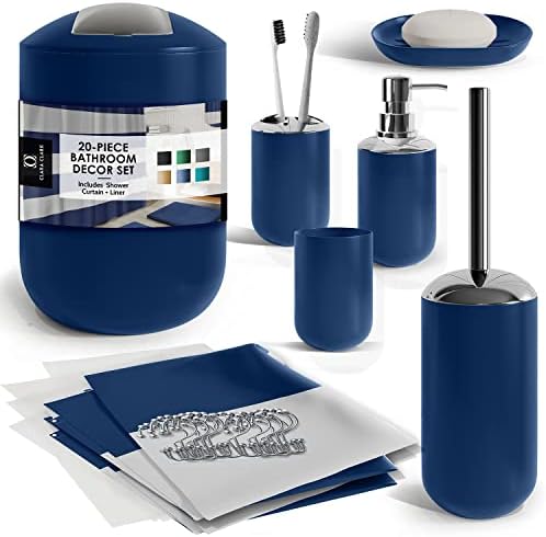 Clara Clark Navy Blue Bathroom Accessory Set 20PC