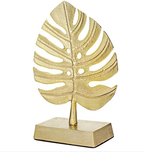 MyGift Brass Tone Palm Leaf Modern Art Sculpture Decor
