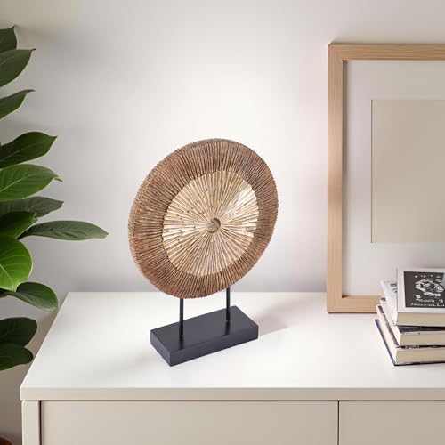 XMGZQ Modern Round Wood Statue Cabinet Decor