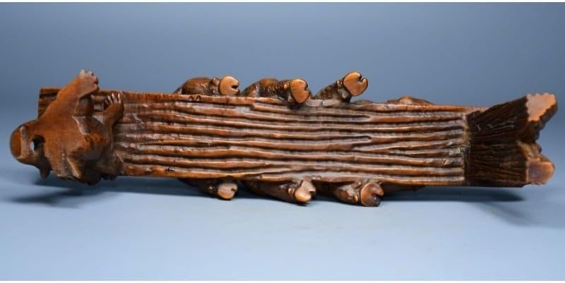 Handcrafted Boxwood Lovable Animal Pig Stool Statues