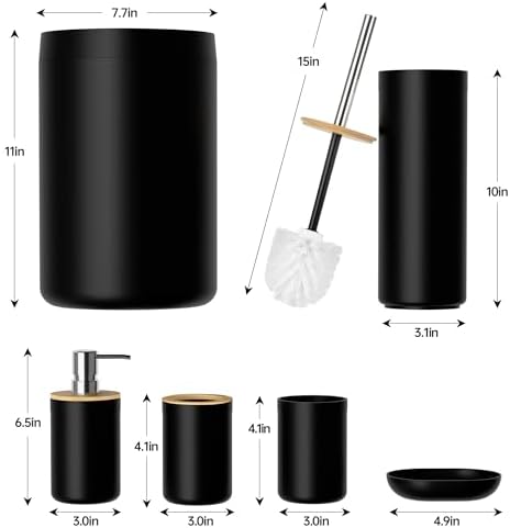Fun Memories 6-Piece Bamboo Bath Accessory Set Black