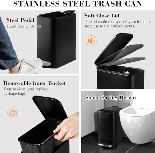 Kasunting 7 Pcs Matte Black Bathroom Accessories Set
