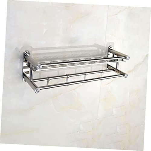 COOLHIYA Toilet Bathroom Storage Rack Non-punch Movable Hook Shampoo Holder