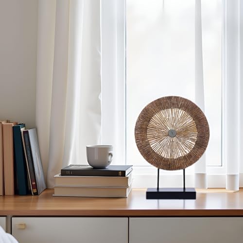 XMGZQ Modern Round Wood Statue Cabinet Decor