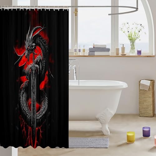 Erosebridal Dragon Fabric Shower Curtain Set