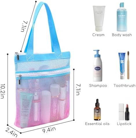 Nidoul Mesh Shower Caddy Zipper Bag for Travel Dorm Gym Beach