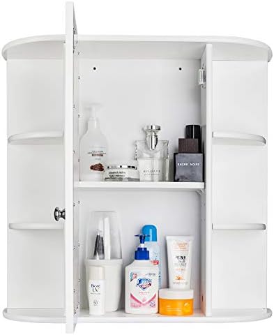 Volowoo Wall Mounted Mirror Cabinet with 3-Tier Storage