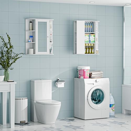 ZENY Bathroom Cabinet with Adjustable Shelves and Mirror