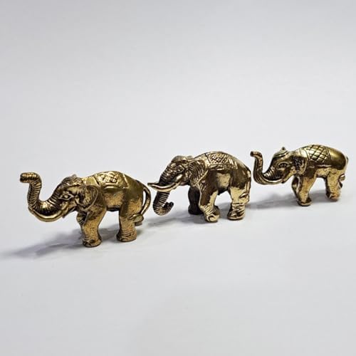 Thai Sawasdee Gold Elephant Statues Set of 3