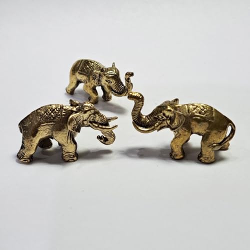 Thai Sawasdee Gold Elephant Statues Set of 3