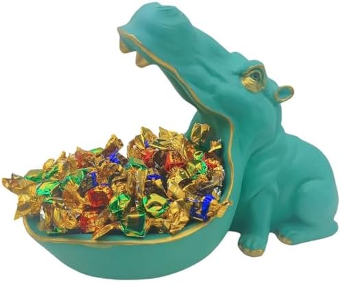 CUZOKOLA Turquoise Hippo Candy Dish Sculpture