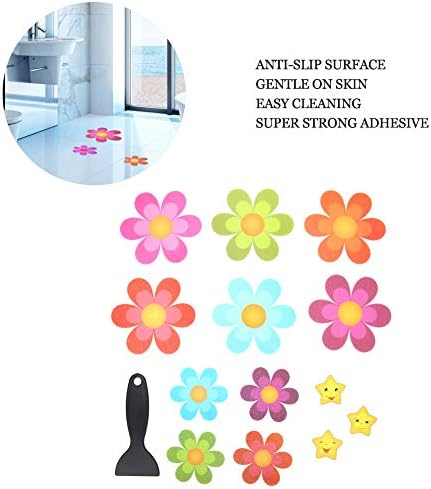 Glomora 13pcs Waterproof Non Slip Flower Stickers for Bathtub