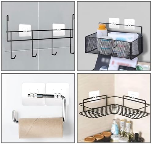 14-Pack Adhesive Shower Caddy Hooks No Drilling