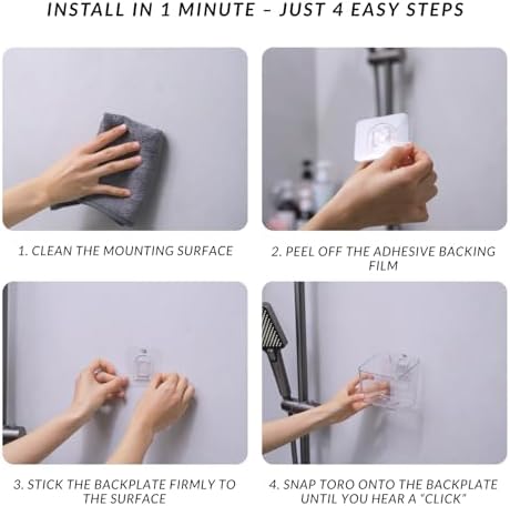 COLINCH Torso Razor Toothbrush Wall Holder Adhesive PET Caddy with Drainage