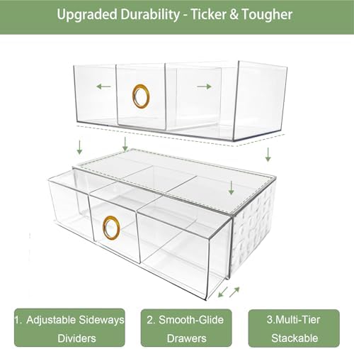 Zemalun 39 Inch Narrow Medicine Cabinet Organizer 3-Tier Stackable with Adjustable Drawers