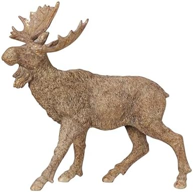 Creative Co-Op Resin Standing Moose with Antique Gold Finish