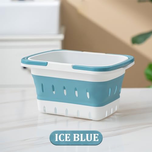 Haundry Foldable Shower Caddy Basket with Handles - Blue