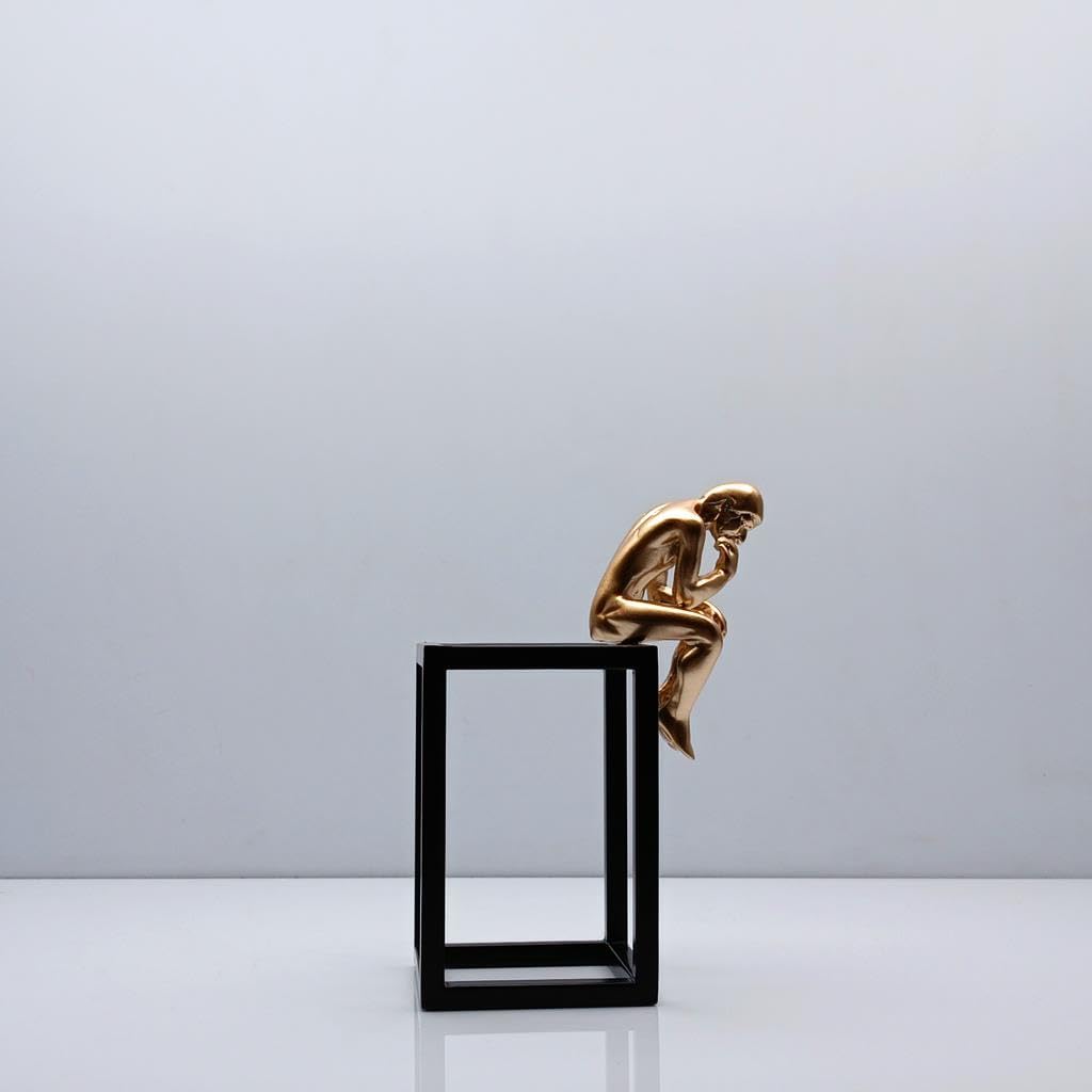 Thinker Figurine Magnetic Metal Plate Black Gold 38cm