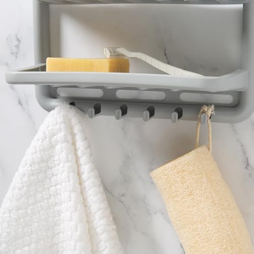 Bath Bliss Shower Caddy with 6 Hooks and Suction Cup