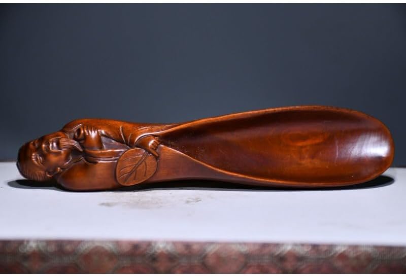 Handmade Boxwood Moneybags Tea Shovel Statues Home Decor