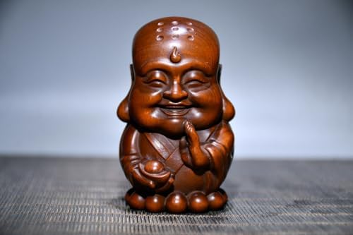 Handcrafted Boxwood Buddhist Monk Statue Decor