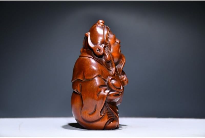 LimpaC Handmade Boxwood Wealth God Statues Decorative Home Decor