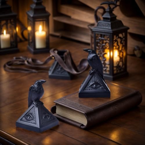 Natural Obsidian Raven Figurine Halloween Decoration