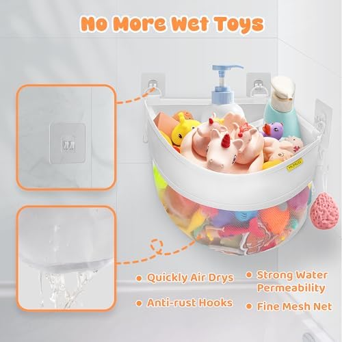 MUMUQ Bath Toy Storage Corner Organizer with Zipper