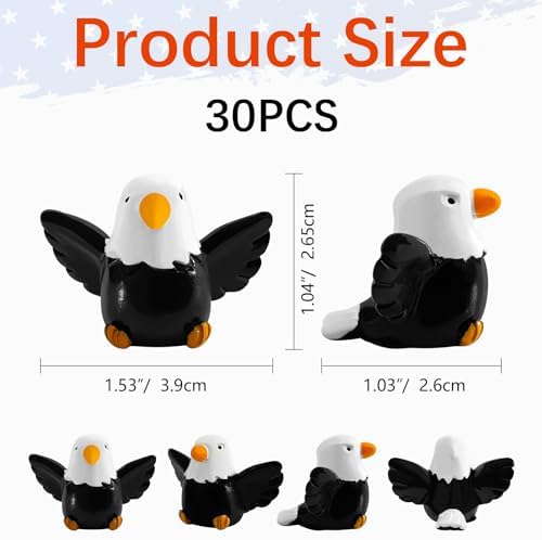 MKAWPOLA 30 Pcs Mini Resin Bald Eagle Decor