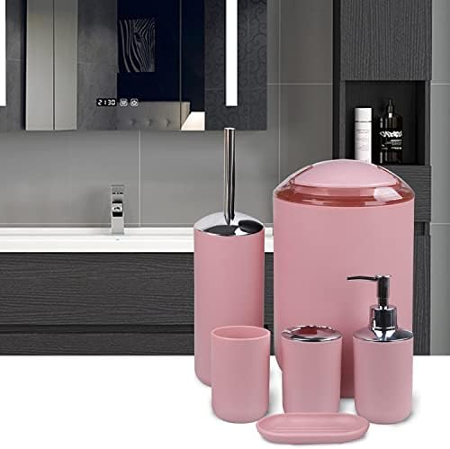 CERBIOR 6-Piece Bathroom Accessory Set Blush Pink 1