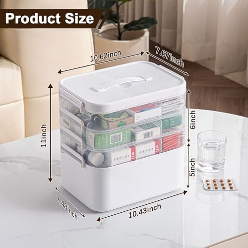 4-Tier Portable Medicine Cabinet with Handle and Removable Trays