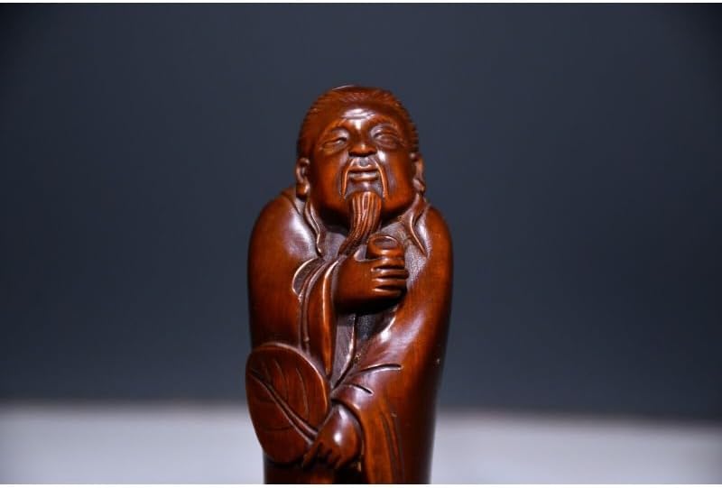 Handmade Boxwood Moneybags Tea Shovel Statues Home Decor