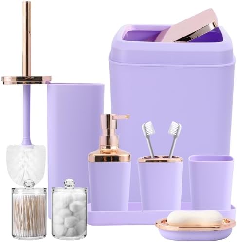 XLHOMO 9-Piece Purple Bathroom Accessories Set